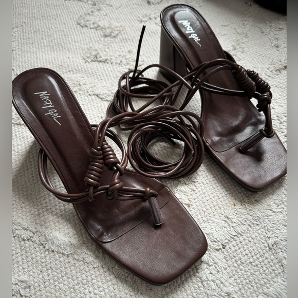Nasty Gal Shoes - Brown NASTYGAL Tie-Up High Heels